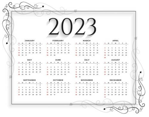 2023-as naptár